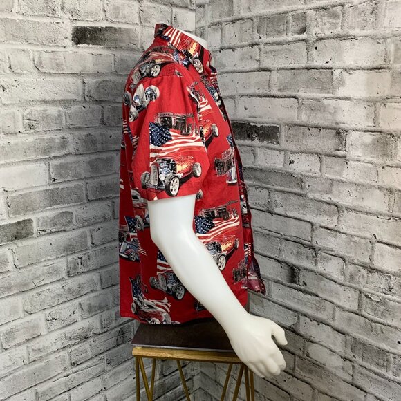 North River Hot Rod USA Stars & Stripes Short Sleeve Button Up Shirt - Picture 4 of 11